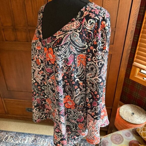 J.Jill 3/4 Sleeve Floral Blouse Size Large - Picture 3 of 8